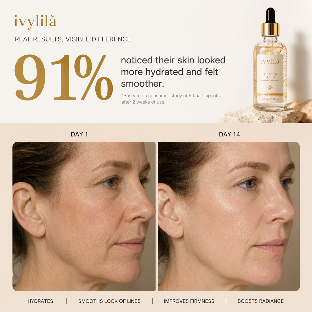 IVYLILA  24K Gold Day Serum, Moisturizing Anti‑Wrinkle Facial Essence 100ml