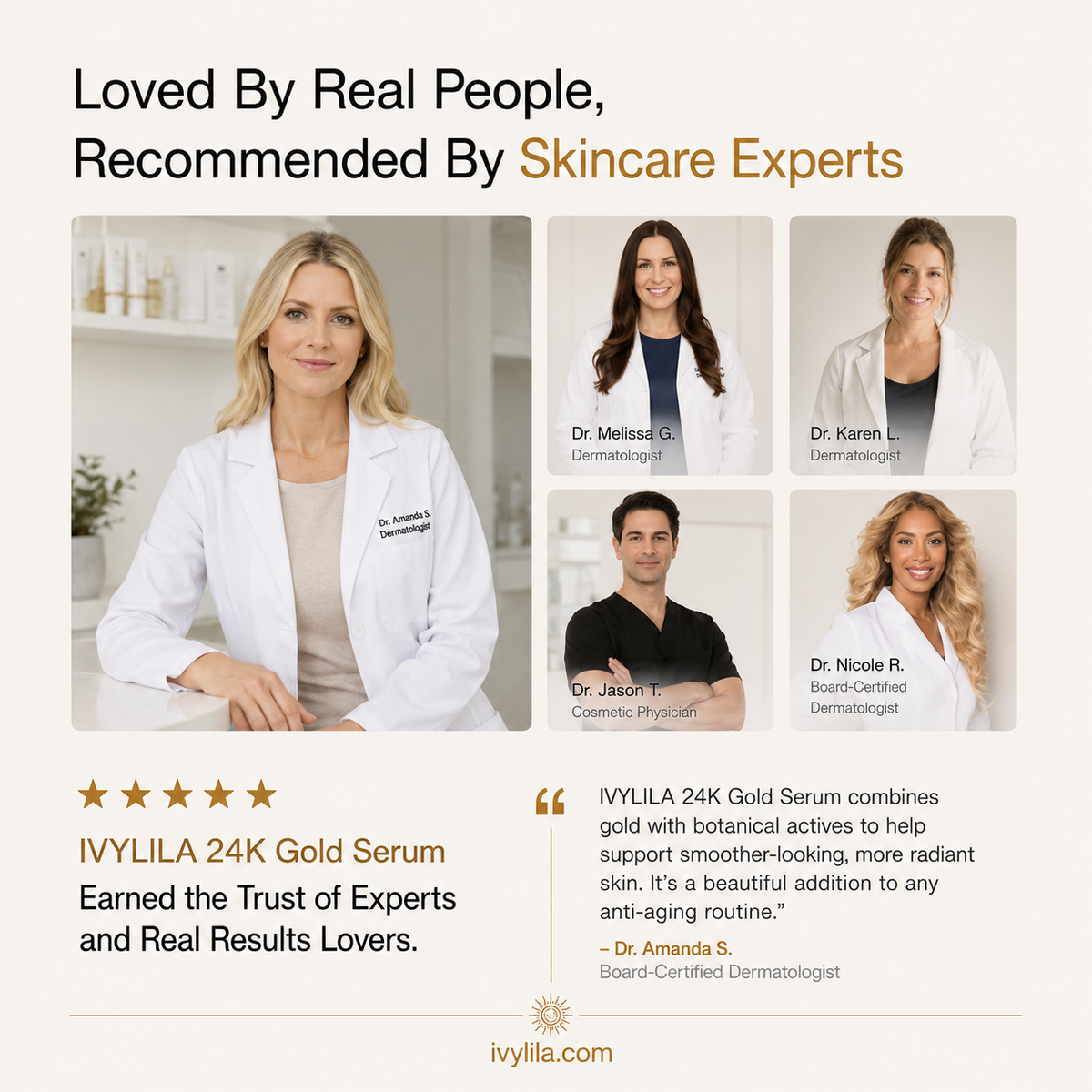 IVYLILA  24K Gold Day Serum, Moisturizing Anti‑Wrinkle Facial Essence 100ml