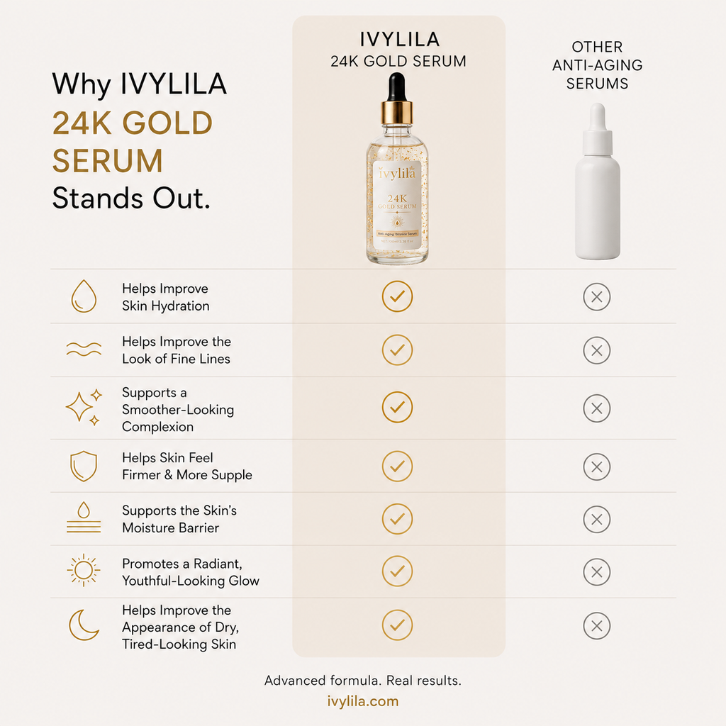 IVYLILA  24K Gold Day Serum, Moisturizing Anti‑Wrinkle Facial Essence 100ml