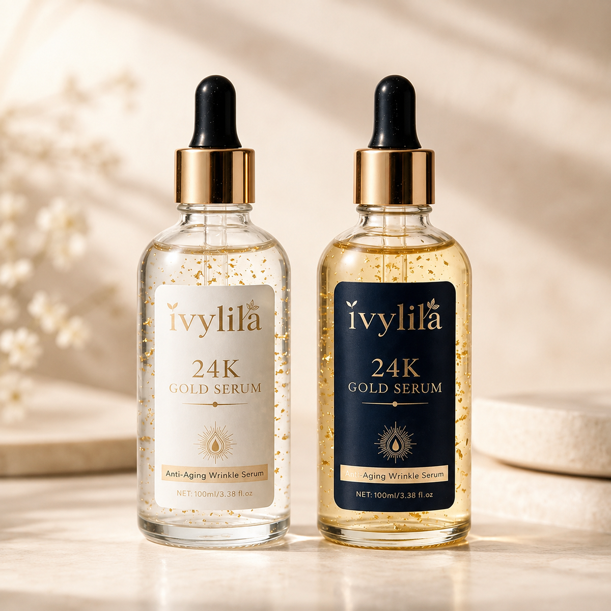 IVYLILA  24K Gold Day Serum, Moisturizing Anti‑Wrinkle Facial Essence 100ml