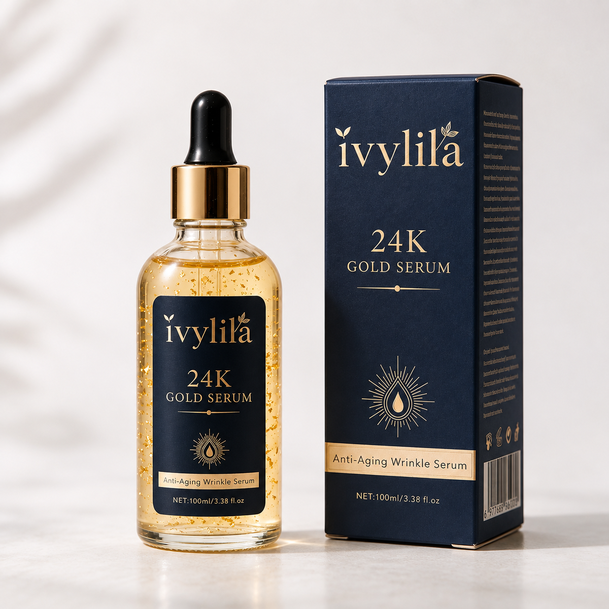 IVYLILA 24K Gold Night Serum, Repairing Anti‑Wrinkle Facial Essence 100ml